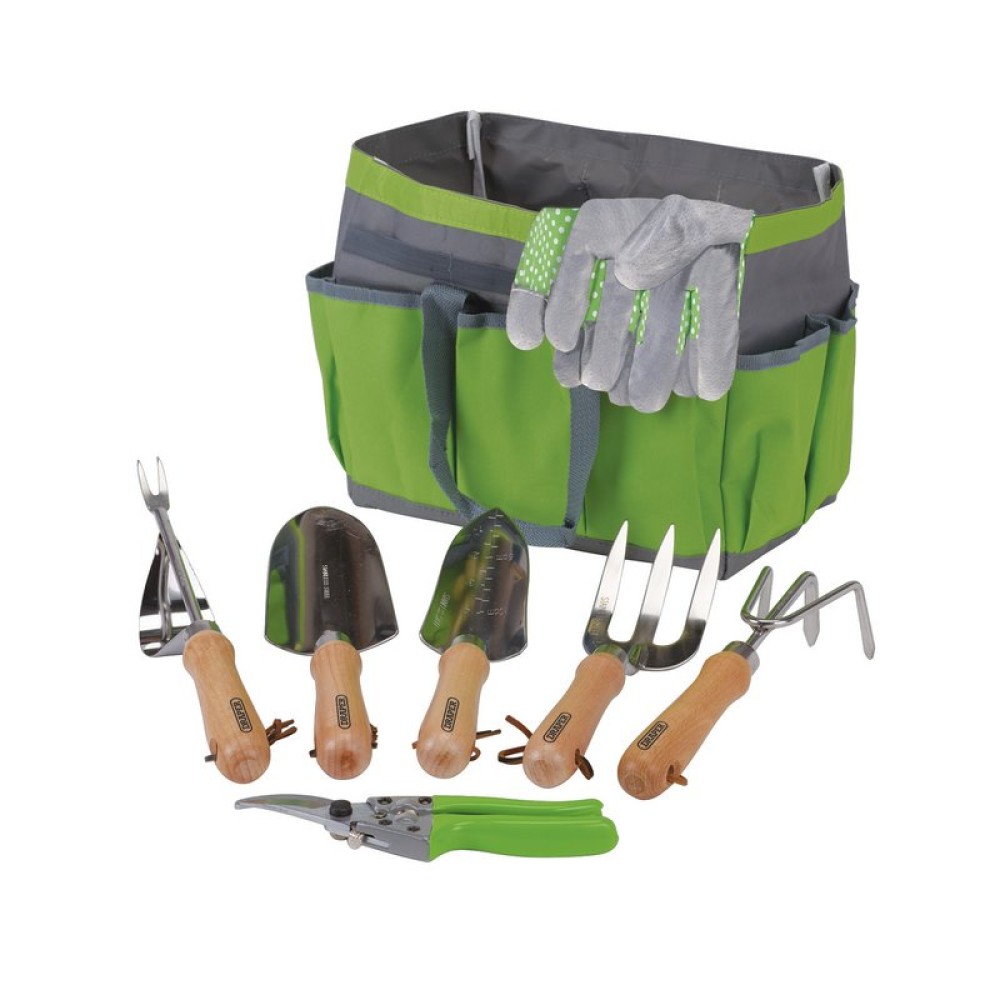 Draper Stainless Steel Garden Tool Set with Storage Bag 8 Piece