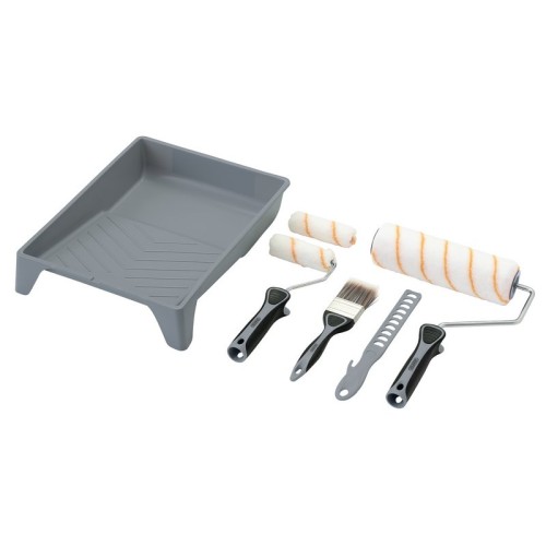 Draper Medium Pile Polyester Paint Roller and Brush Set with Soft Grip 8 Piece