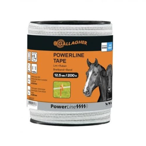 Gallagher PowerLine tape 12.5 mm (white, 200 metres)