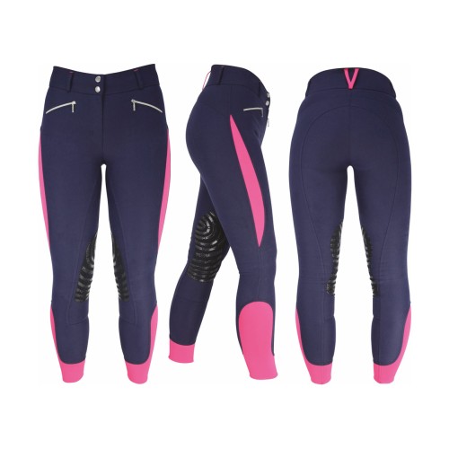 Hyperformance Sport Active Ladies Breeches Navy Pink UK26
