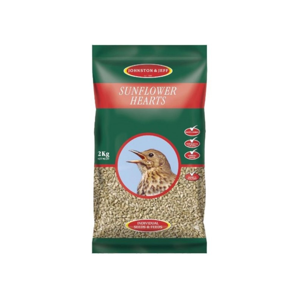 JOHNSTON & JEFF SUNFLOWER HEARTS 2KG JOHNSTON & JEFF SUNFLOWER HEARTS 2KG